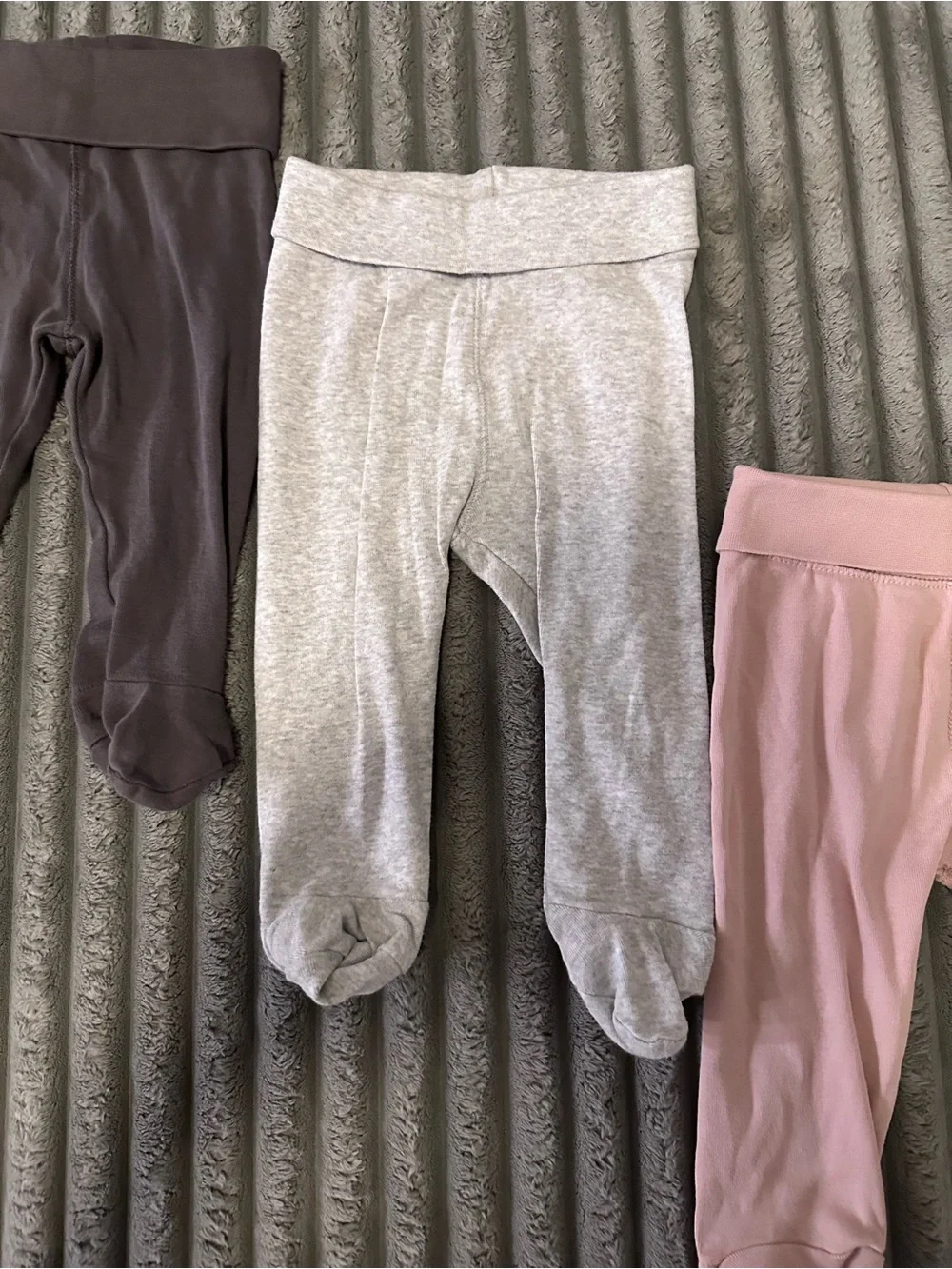 H&M Baby Footed Pants Bundle - Neutral Gray, Charcoal & Blush Pink